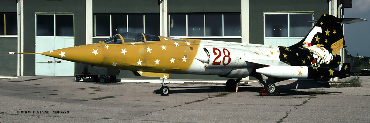 Fiat F-104G  MM6579   c/n-6579   "3 Stormo, 28 Gruppo", in a special paint at December 1999. Villafranca di Verona Air Base  Nov-1998 