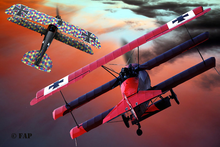 DIGITAL ART Manfred Albrecht Freiherr von Richthofen (2 May 1892  21 April 1918) was a German fighter pilot known as "The Red Baron". He was the most successful flying ace of World War I being officially credited with 80 confirmed air combat victories. Did fly on the flowing aircraft:  Albatros C.1X , Fokker D-1 114/17,Fokker D-1 152/17,Fokker D-1 425/17,and the Fokker D-1 477/17