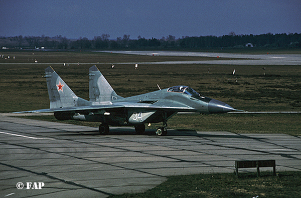 Operational shot of the at Wittstock on  07-04-1994  MiG-29 Fylcum C  the 34