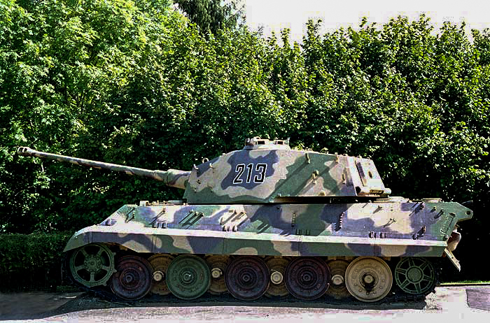 The Tiger2 "Kingtiger"   No: 280273  Turret number 213 belonging to s.SS-Pz.Abt. 501. Abandoned Dec. 24, 1944.  Museum "December 44"  La Gleize   July -2006