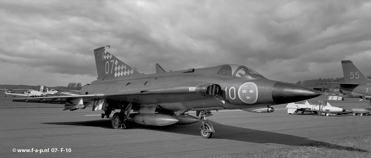 Saab J35F-1 Draken 07  c-n 35-607   of F-10 �ngelholm airbase  at   S�ve Airport Sweden  14-05-1971  