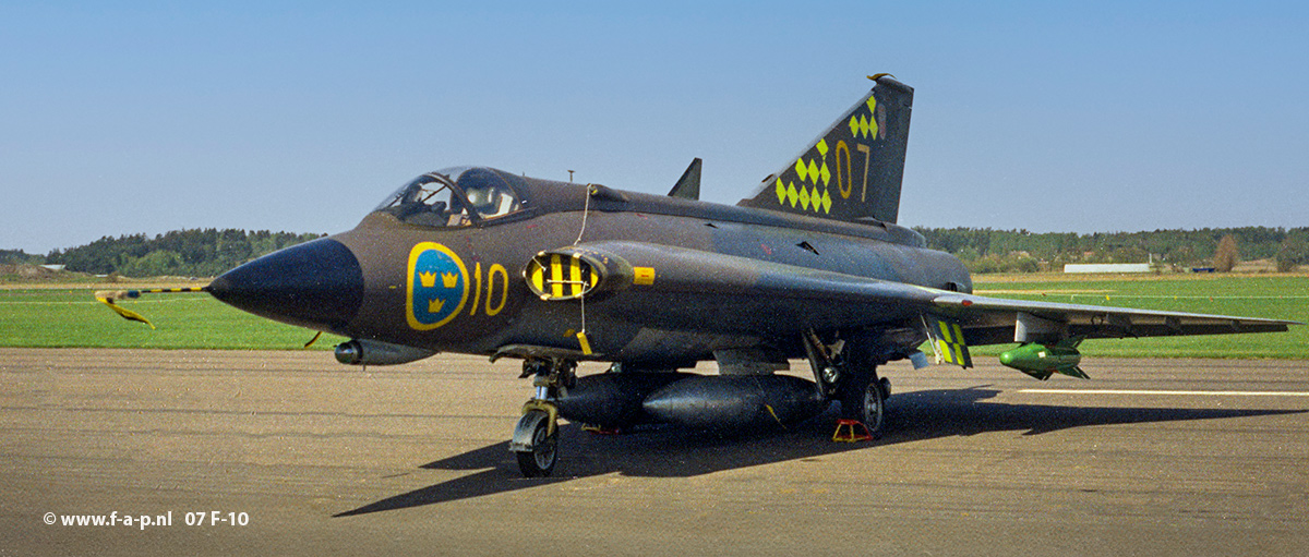 Saab J35F-1 Draken 07  c-n 35-607   of F-10 �ngelholm airbase  at   S�ve Airport Sweden  14-05-1971  
