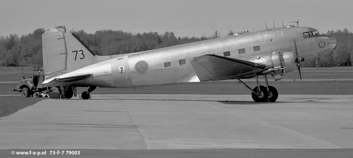 Douglas �DC-3� Dakota     73   c/n-79006 (c/n 13883)  of F-7  base at Wing F 7, S�ten�s RSwAF seen here at the  airbase  at   S�ve Airport Sweden  14-05-1971  