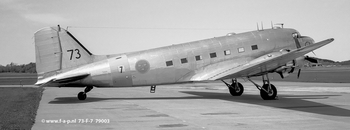 Douglas �DC-3� Dakota     73   c/n-79006 (c/n 13883)  of F-7  base at Wing F 7, S�ten�s RSwAF seen here at the  airbase  at   S�ve Airport Sweden  14-05-1971  