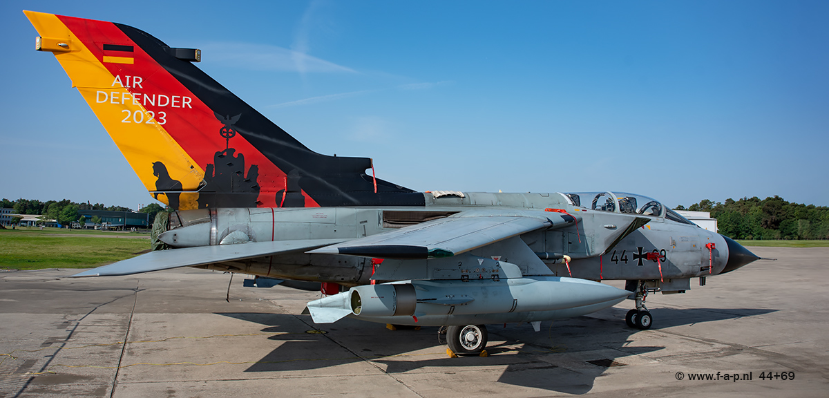Panavia Tornado IDS  44+69  c/n-427/GS126/4169 of TLG 51 at Jagel Air Base has had special "Air Defender" markings Fa�berg 08-06-2024
