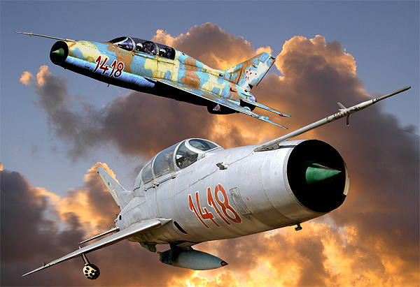 DIGITAL ART!    MiG 21-U-600    1418  The Camo  1418  at Budapest Ferihegy  Aug-1980 The Bare Metal 1418 the same Aircraft now at display at Kecel  on 09--7-2004 Hongaria