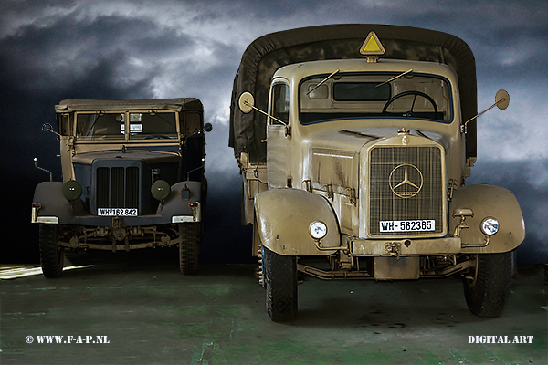  Hanomag SdKfz 11 leichter Zugkraftwagen 3t the WH-162842 and  Mercedes-Benz L 4500 - Fahrzeuge-der-Wehrmacht.the WH-562365  Juterbog Altes Lager 15-04-2018